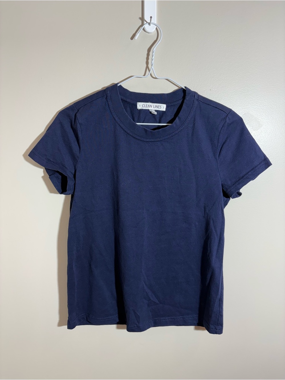 Clean Lines Navy Blue Classic Crew Neck T Shirt Minimalist Capsule Basic